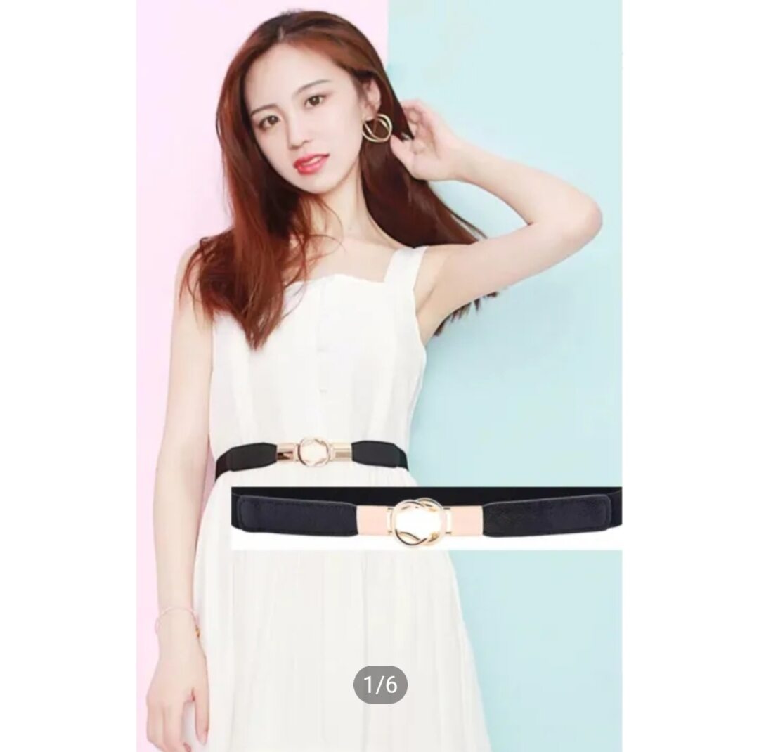 [HCM]Thắt lưng Dây nịt nữ đẹp lozenge belts 2cm màu đen