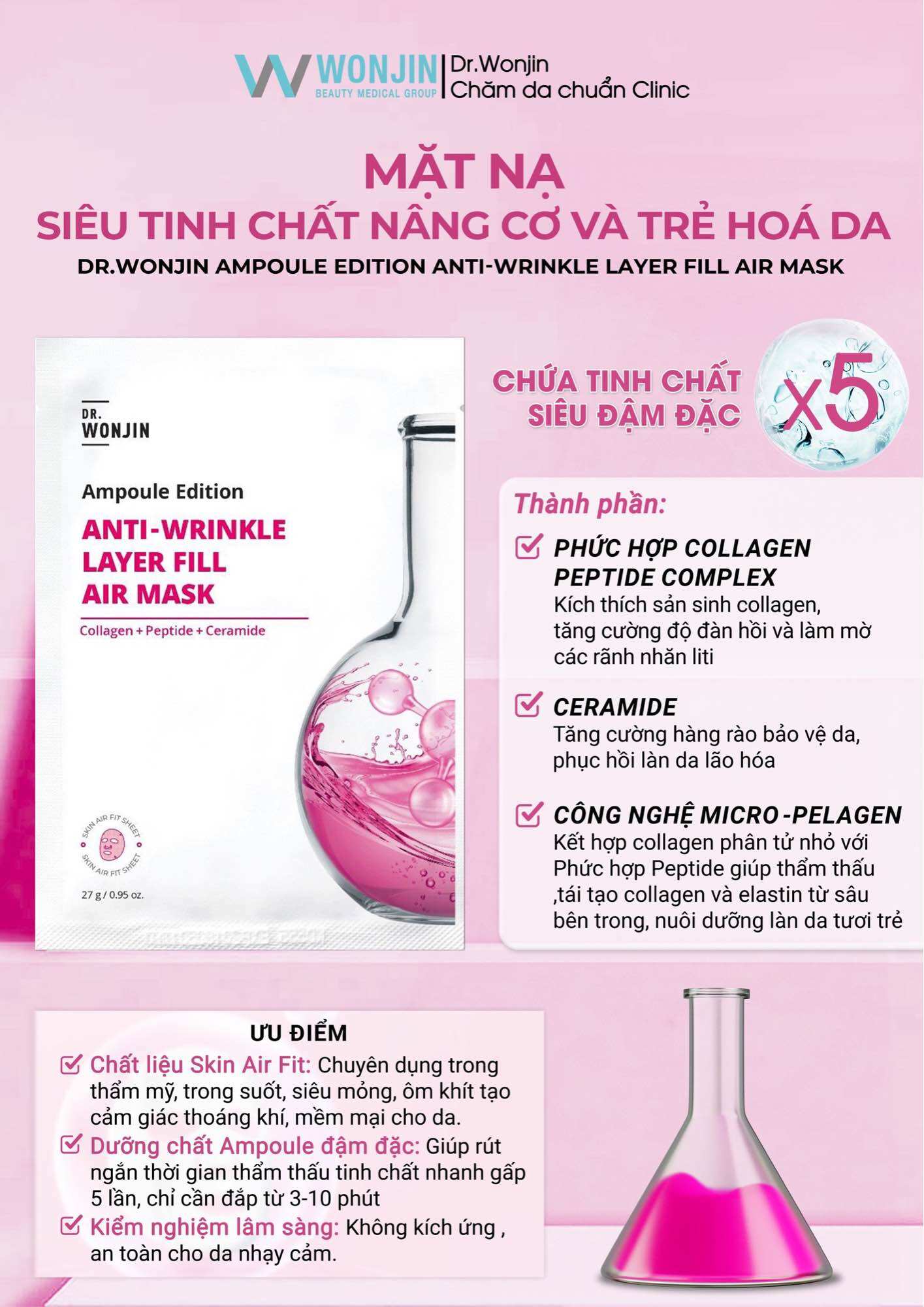 Mặt nạ Wonjin dòng siêu tinh chất Ampoule Edition