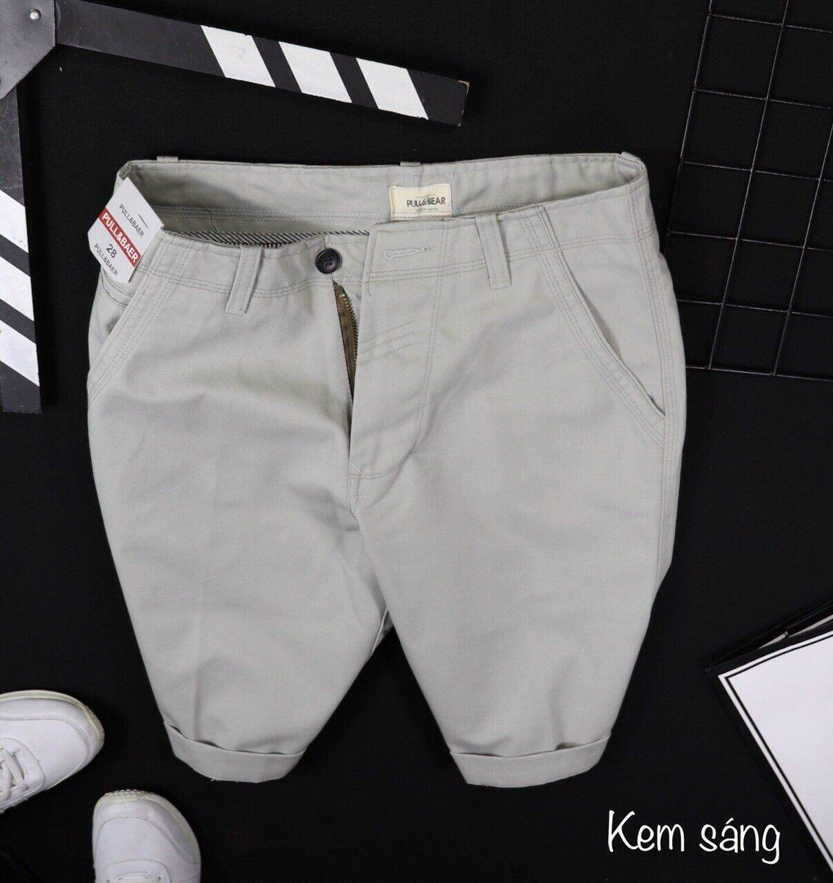 Quần short kaki Pull bear xuất khẩu thời trang