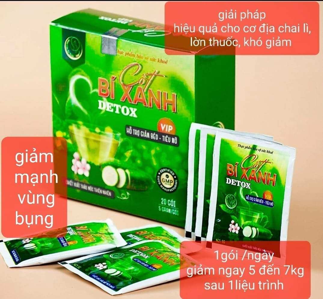 Giảm cân cốt bí xanh detox vip 1 hộp 20 gói 500.000đ