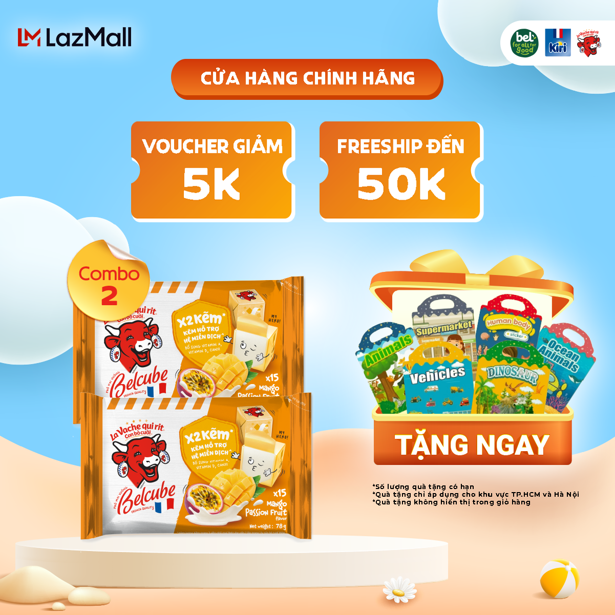 Combo 2 Phô mai vuông Belcube Xoài Chanh Dây 15C 78Gx15