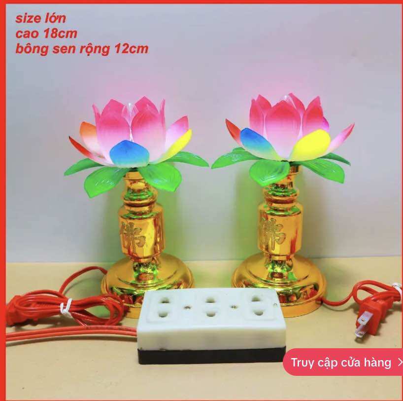 Cặp Đèn sen cắm điện đặt bàn thờ-Nhiều cỡ