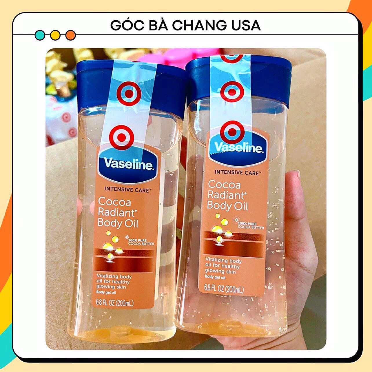 Dầu dưỡng thể vaseline cocoa radiant body gel oil 200ml