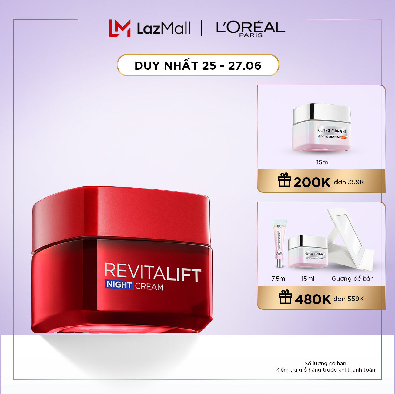 Kem dưỡng săn chắc da và giảm nếp nhăn L'Oreal Paris Revitalift ban đêm 50ml (kem đêm)