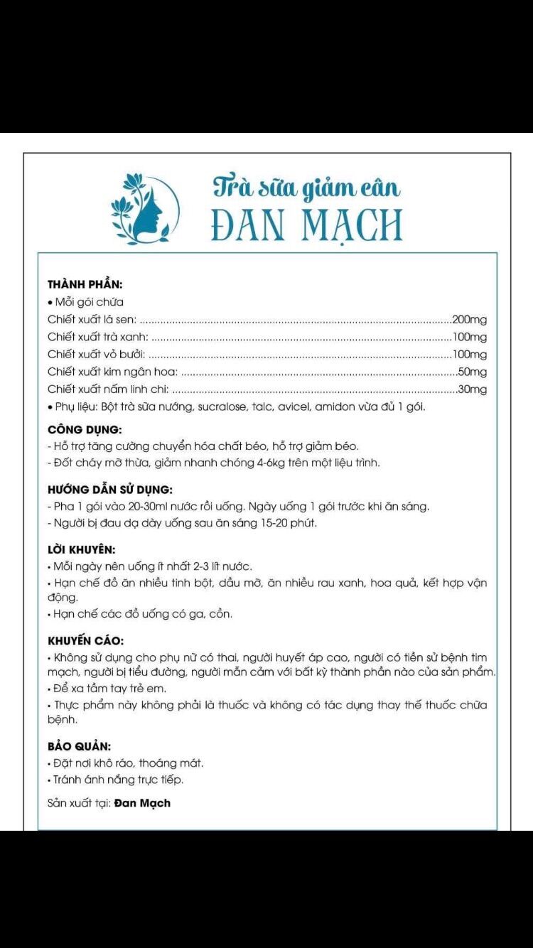 Combo 2 hộp trà sữa giảm cân Đan Mạch
