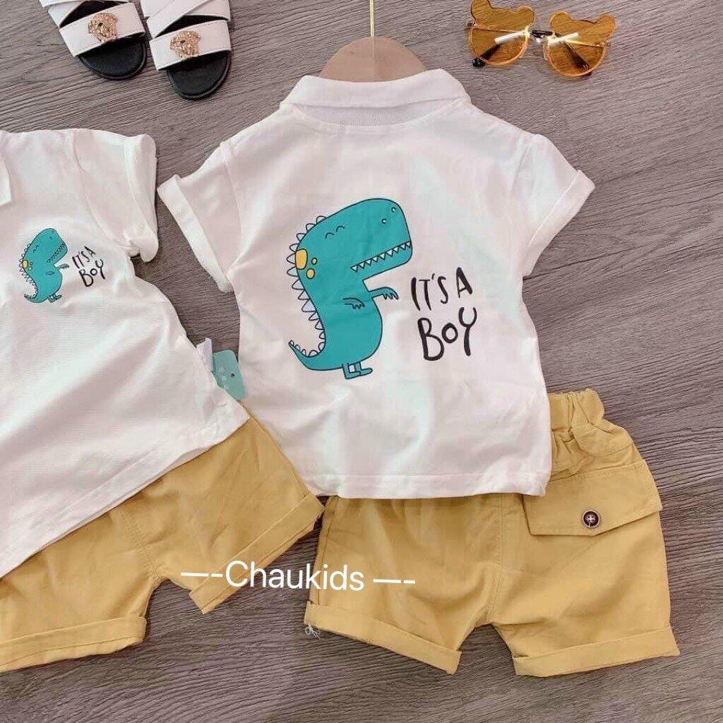 SET BỘ ĐỒ IN HÌNH KHỦNG LONG SIÊU CUTE CHO BÉ
