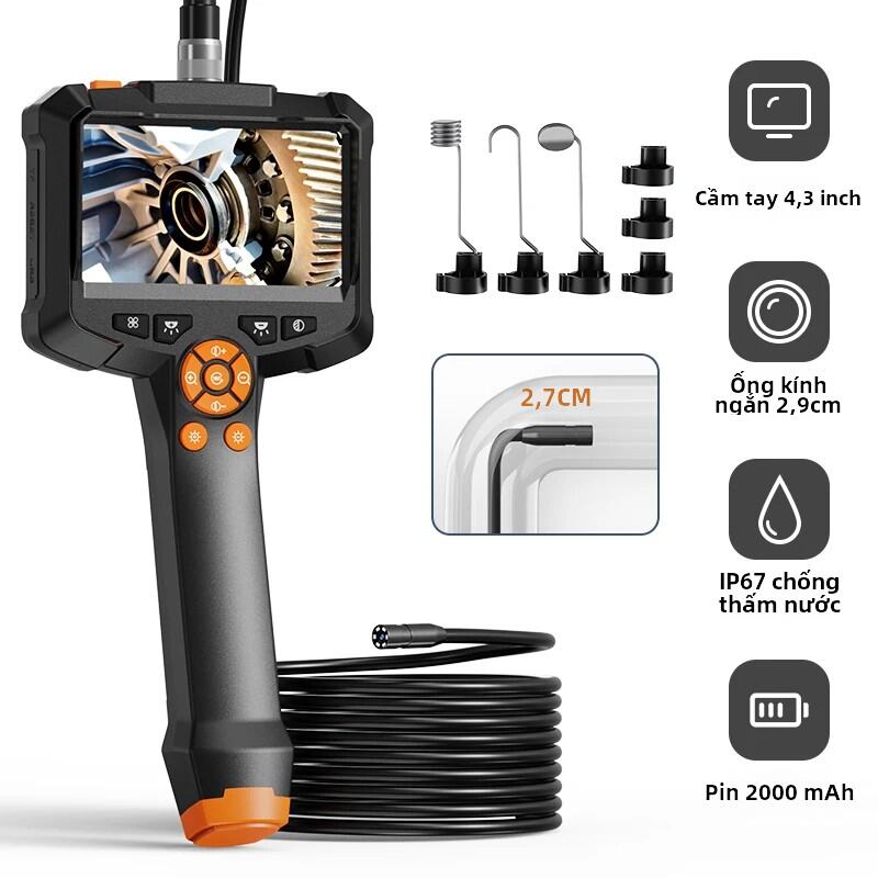 Camera Nội Soi Công Nghiệp 4.3 Inch IPS HD1080P IP67 Chống Nước Với Ống Kính 8 Mm Cho Ống Thoát Nước Kiểm Tra Ô Tô Borescope Giá 693,500 Đồng*Miễn phí vận chuyển
