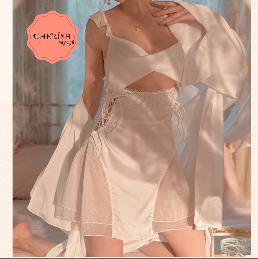 M170 Váy ngủ lụa 2 dây , Hàng Quảng Châu cao cấp lụa ren cực mềm mịn