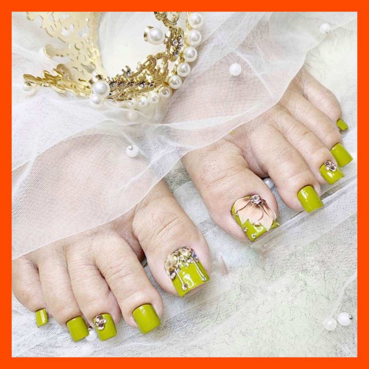 Nail box chân - móng up chân bộ 24 móng - móng chân giả sơn gel đính đá