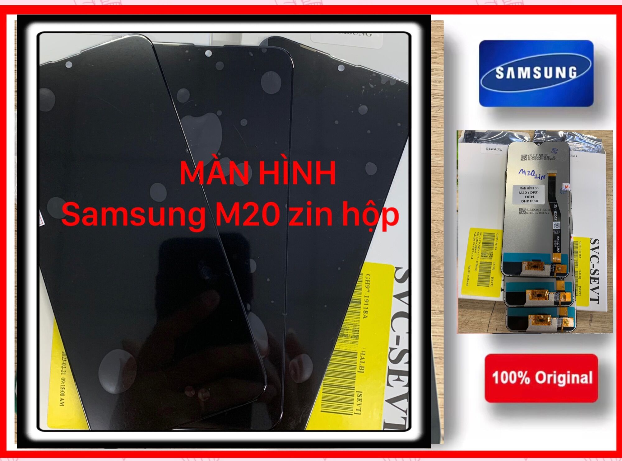Màn hình samsung m20 zin new,dùng để thay thế cho màn hình điện thoại bị hư bể.