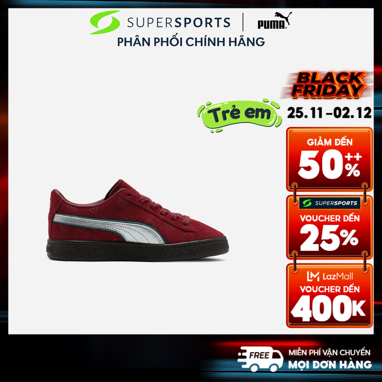 PUMA Giày sneakers trẻ em Suede 2 One Piece Ps Team Regal 39671701