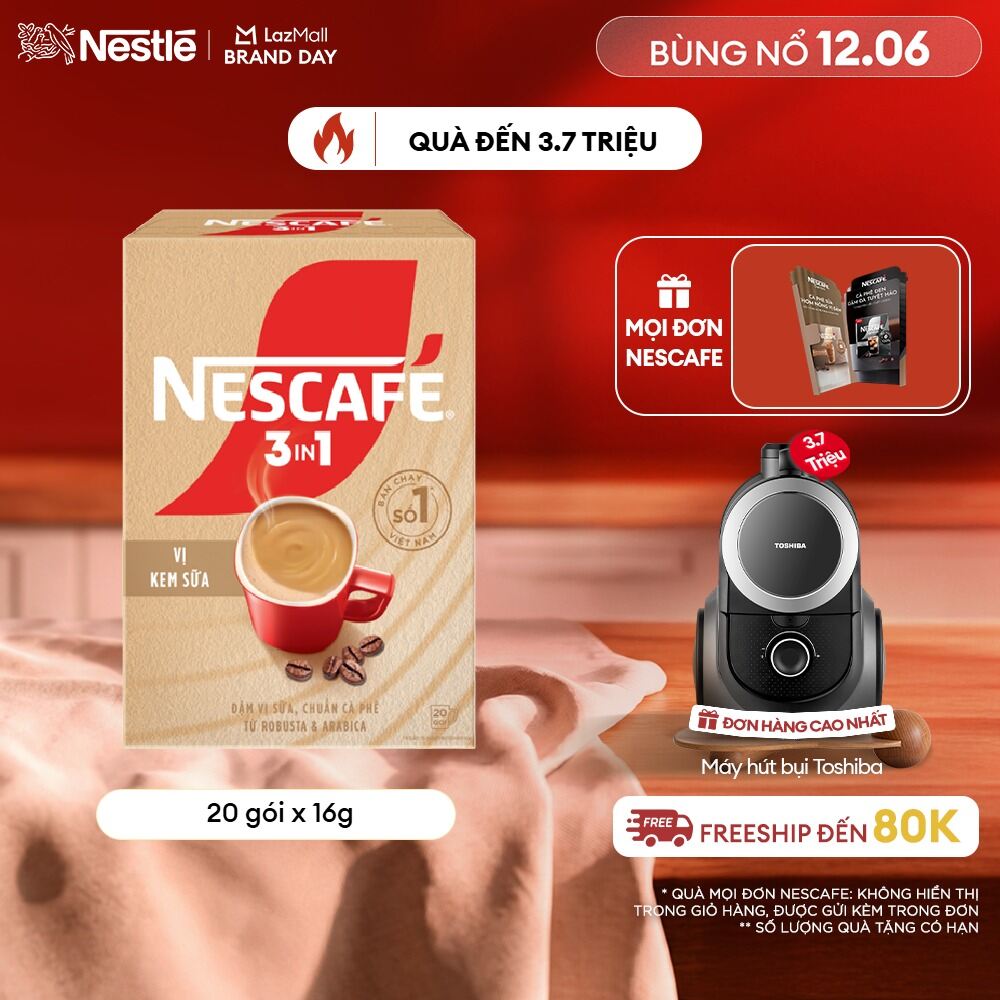 [FREESHIP TOÀN QUỐC] Cà phê hòa tan NESCAFÉ 3IN1 VỊ KEM SỮA 20 gói