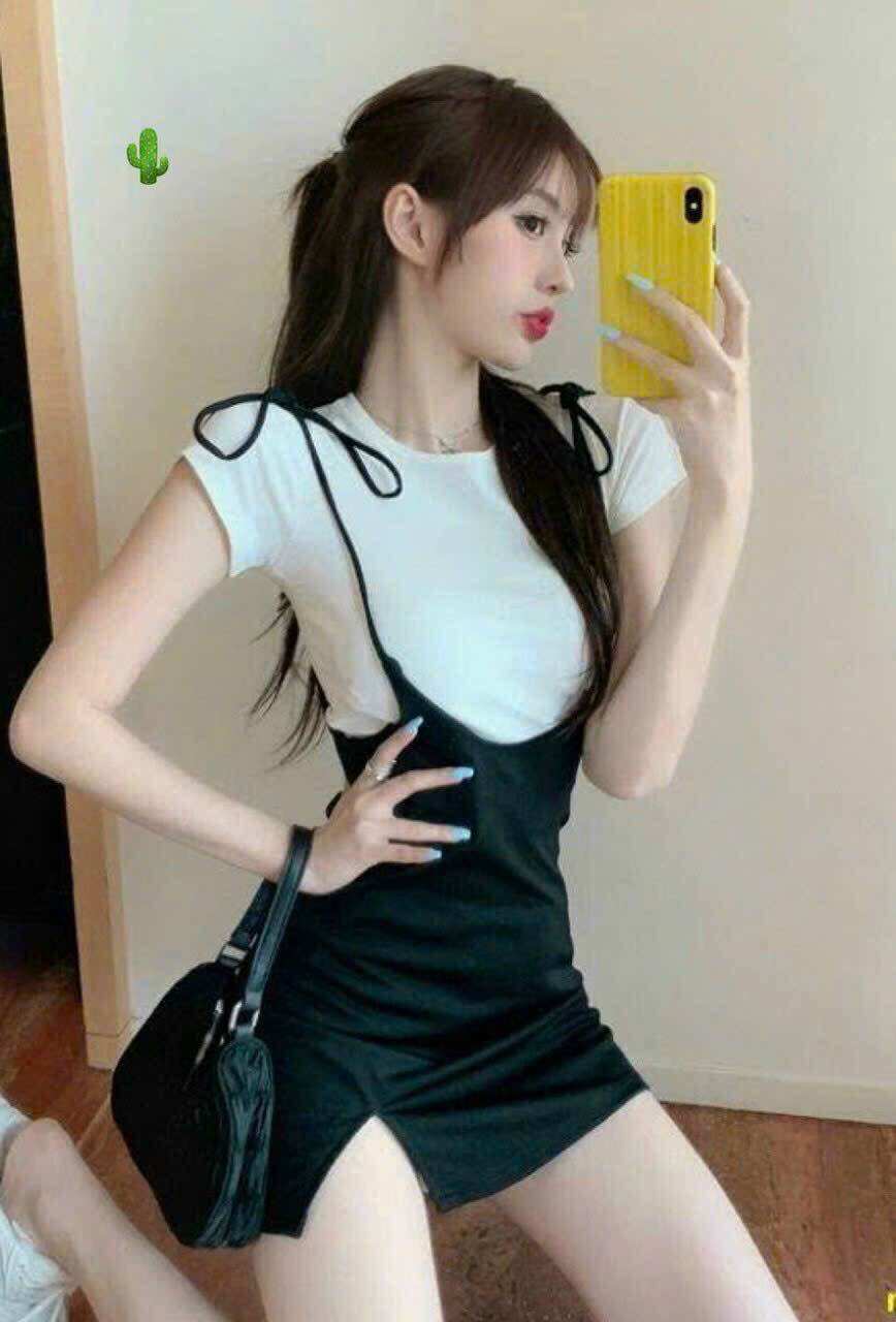 Set yếm xẻ kèm áo thun siêu đẹp SET09