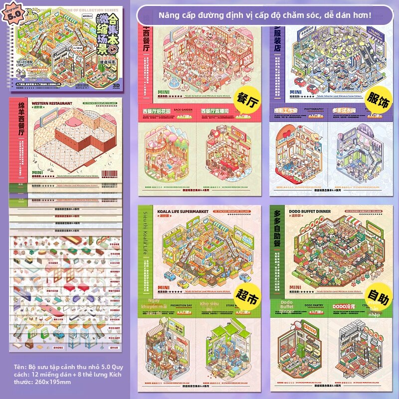 TILADUO | Sách Dán Sticker 3D Trang Trí DIY Cho Bé Gái