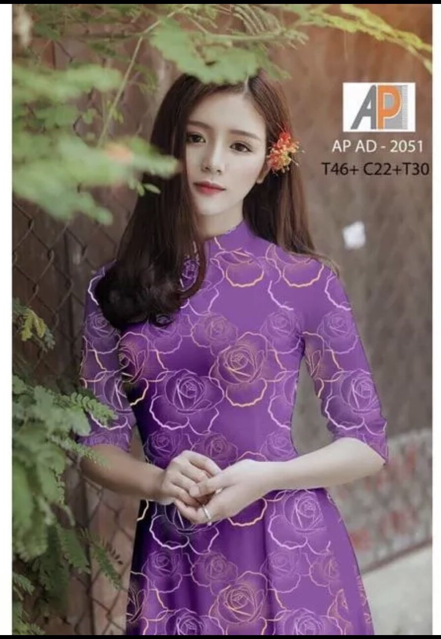 [HCM]Vải áo dài hoa hồng