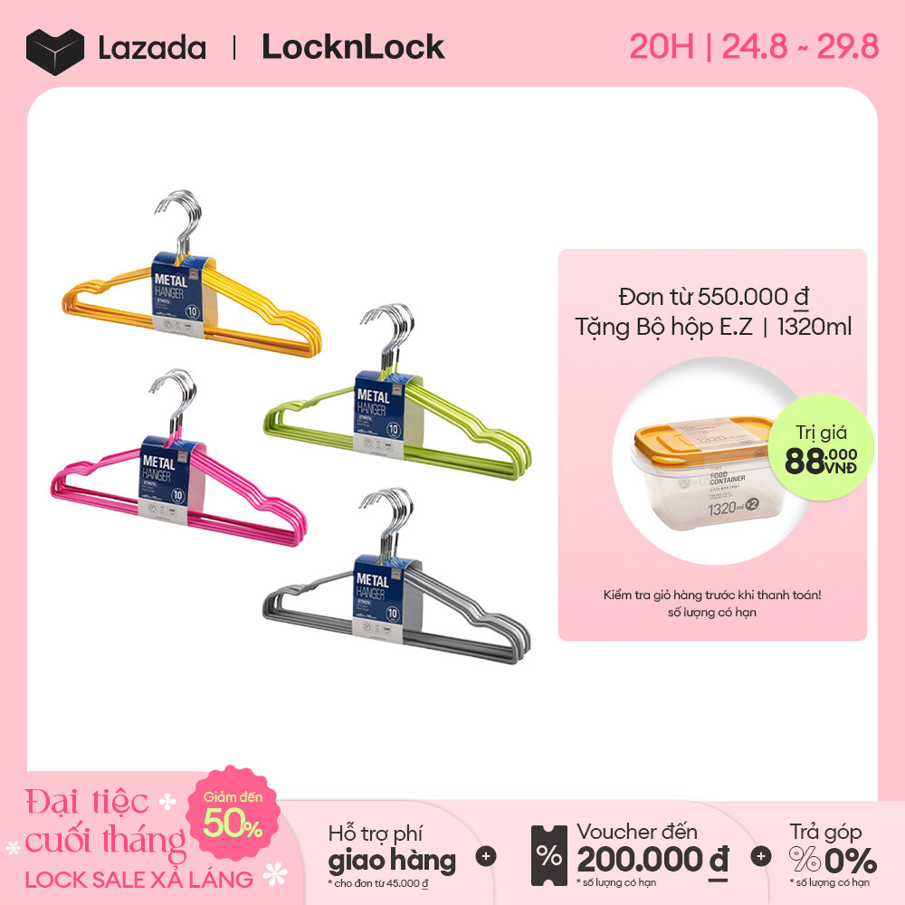 Bộ 10 móc treo quần áo Ettom bằng kim loại bọc nhựa PVC 405*4*195mm ETM376