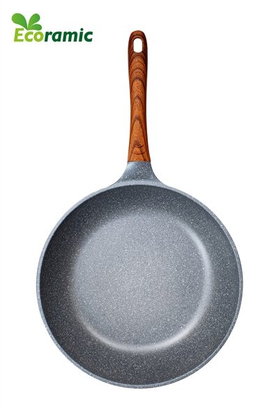 Chảo đúc cạn vân đá đáy từ ecoramic 20cm, 24cm, 26cm, 28cm