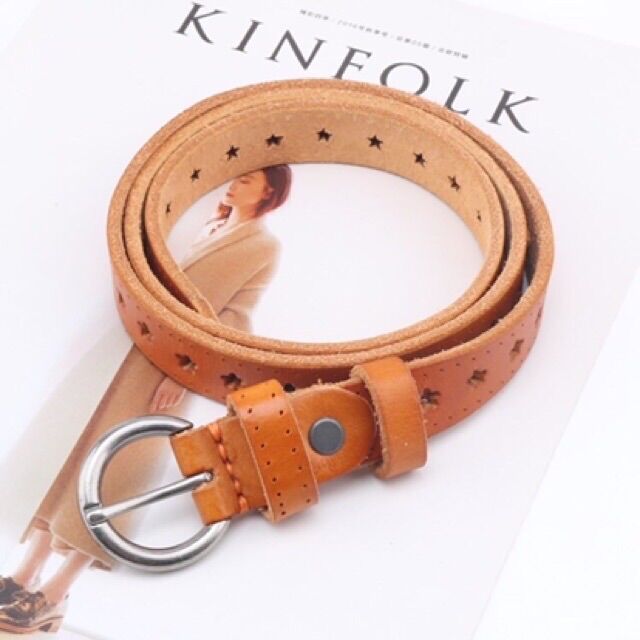Thắt lưng da bò 1 miếng của nữ bản 2.4cm