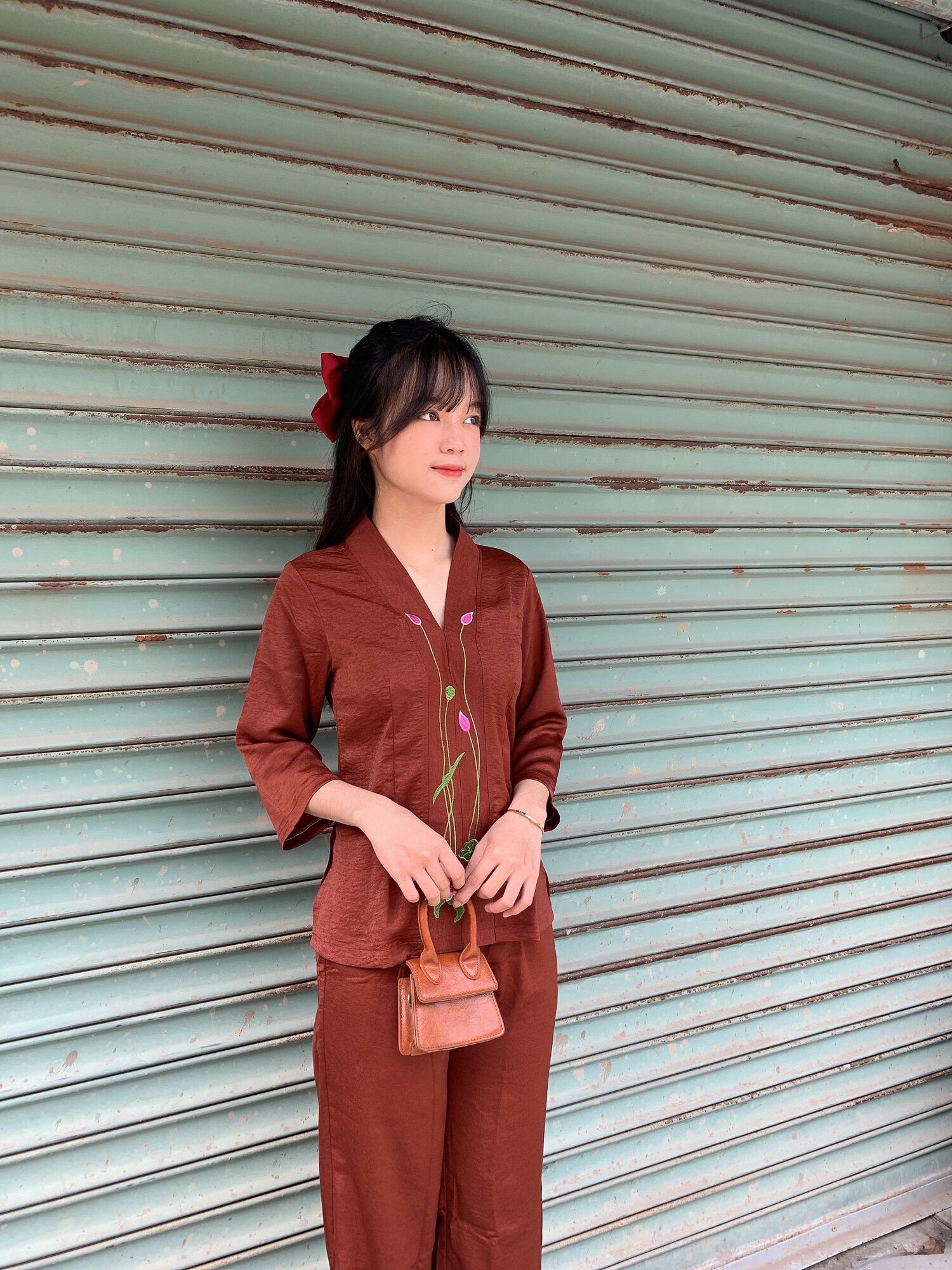 Áo lam đi chùa, thời trang nữ lụa cao cấp, pháp phục phật tử