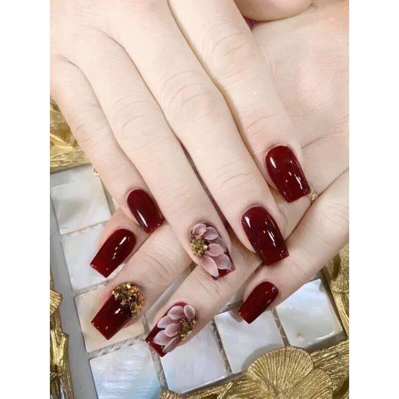 Thạch đỏ rượu vang (sơn gel phải dùng máy hơ)