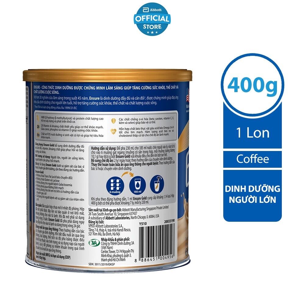 Sữa Bột Ensure Gold Cafe 400g