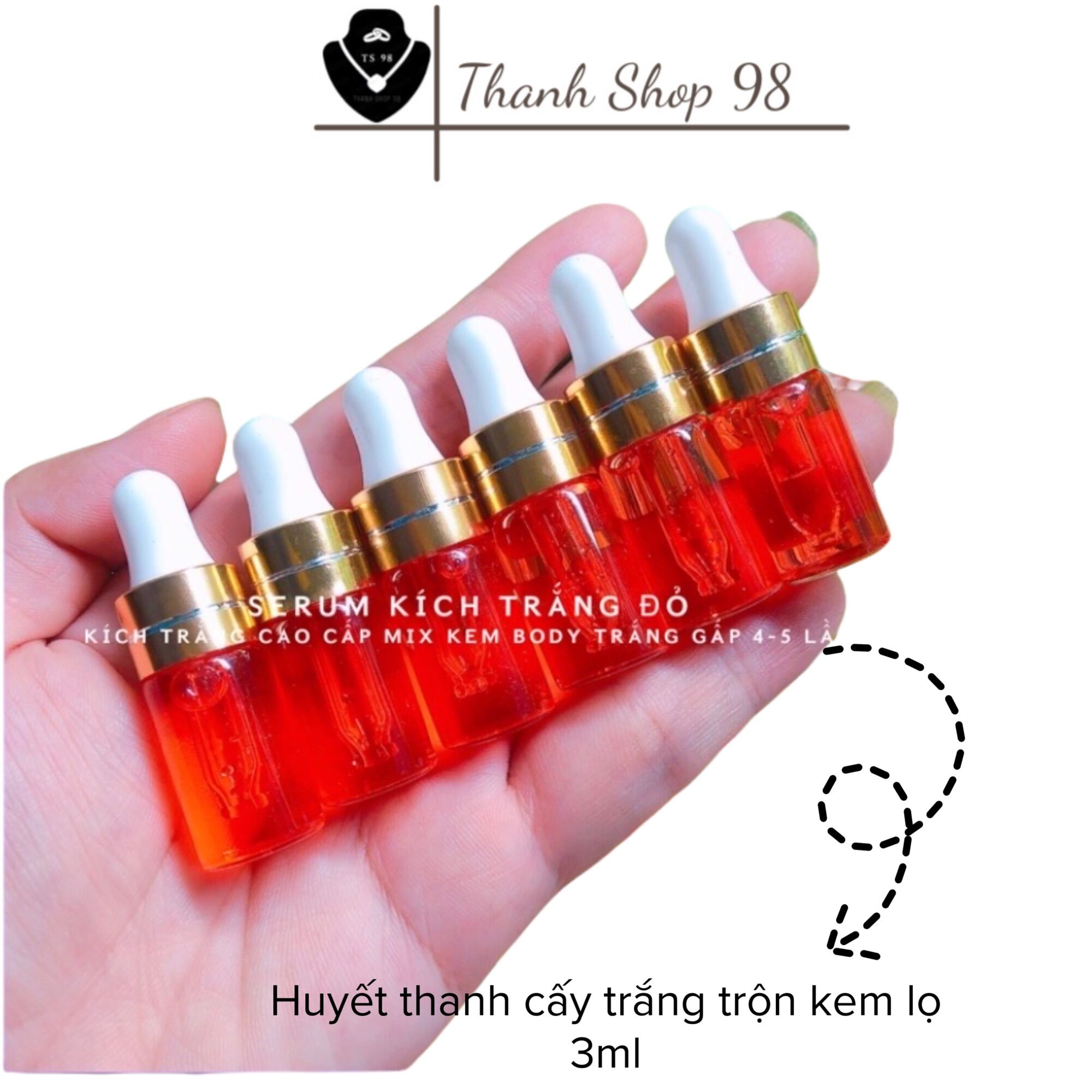 Lẻ chai kích trắng huyết thanh đỏ pha kem siêu trắng da siêu mịn kem 3ml