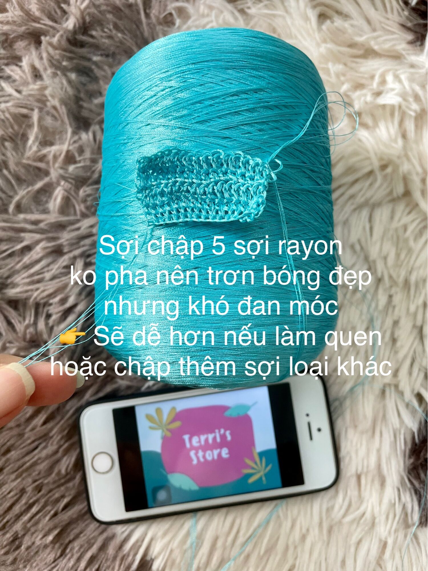 [Yarn] Sợi Rayon - Sợi chập kích thước 0.6mm ~ 0.8mm (Sợi bóng, rũ, nhẹ)