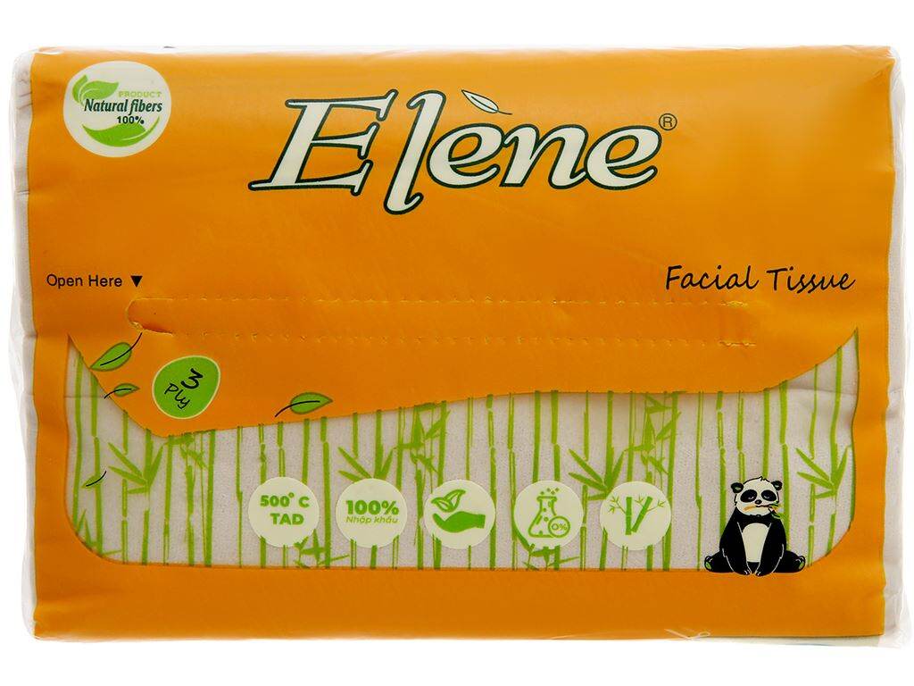 Khăn giấy lụa rút tre Elene 3 lớp 100 tờ, bịch 10 gói