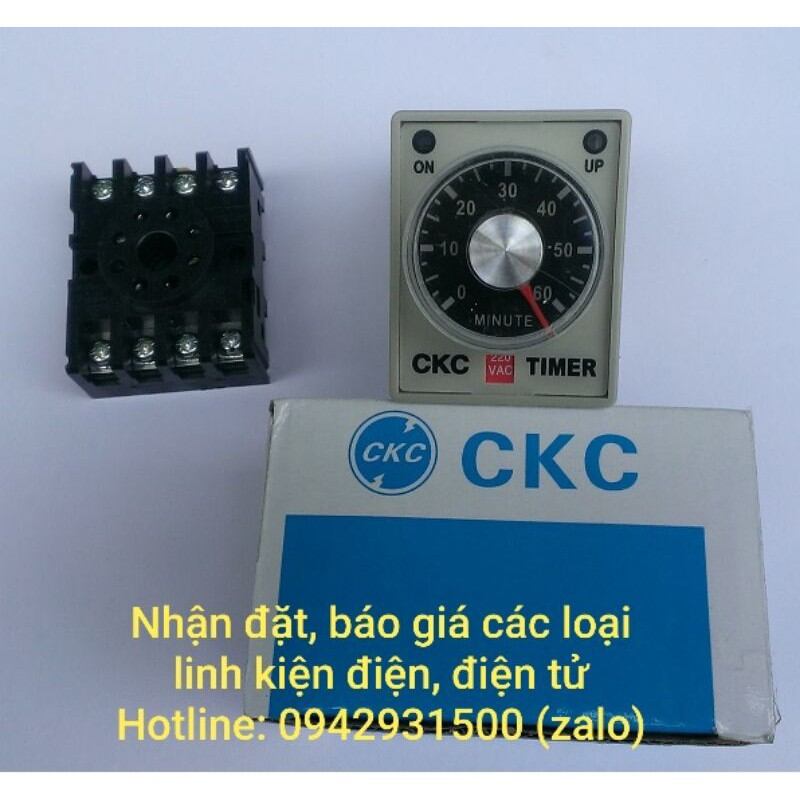 Rơle thời gian ckc ah3-3 timer ckc ah3-3 12v 10s 30s 60s 3m 6m 10m 30m 60m kèm đế