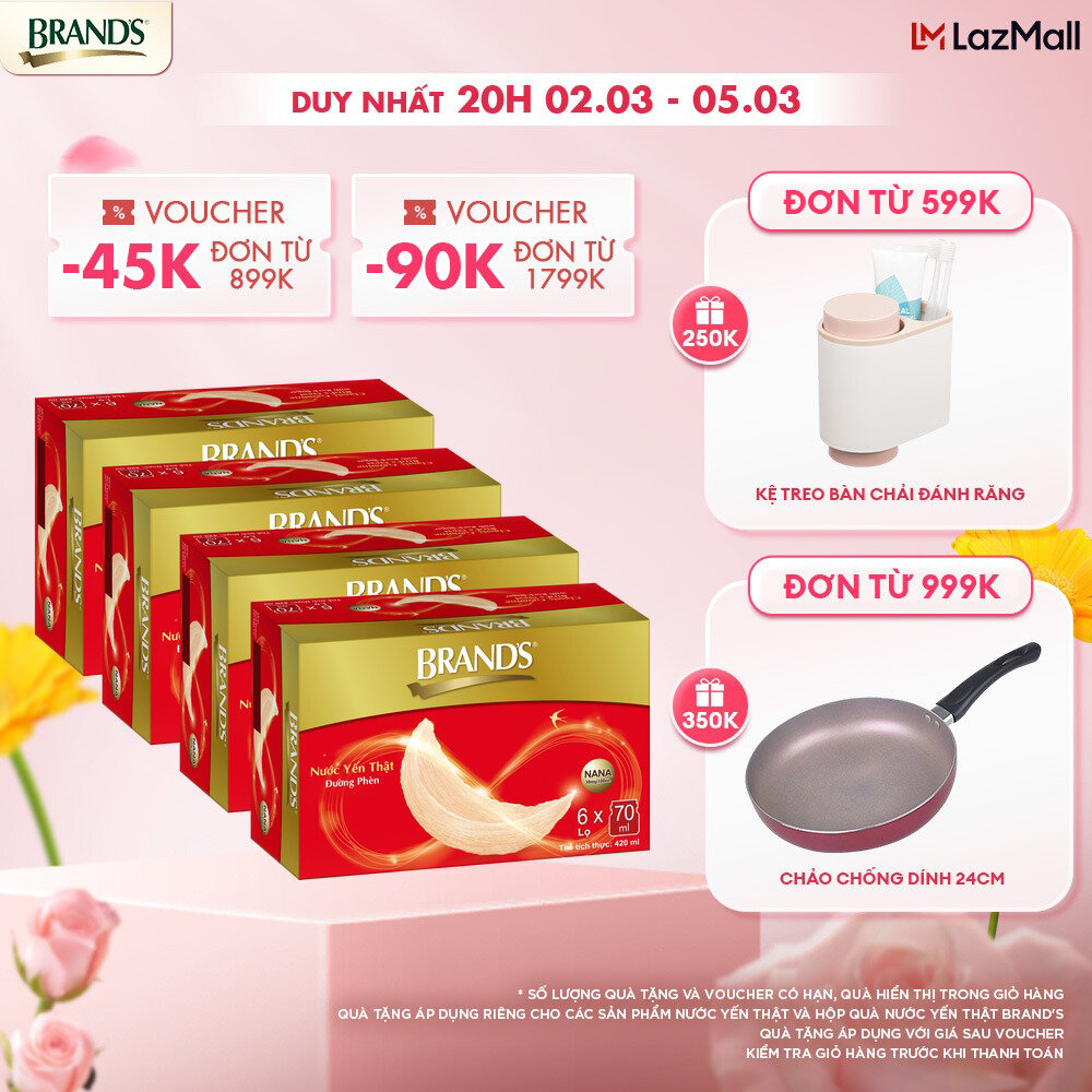[Giao hàng 2h] Combo 4 Nước yến thật BRAND'S Đường Phèn (70 ml x 24 lọ)