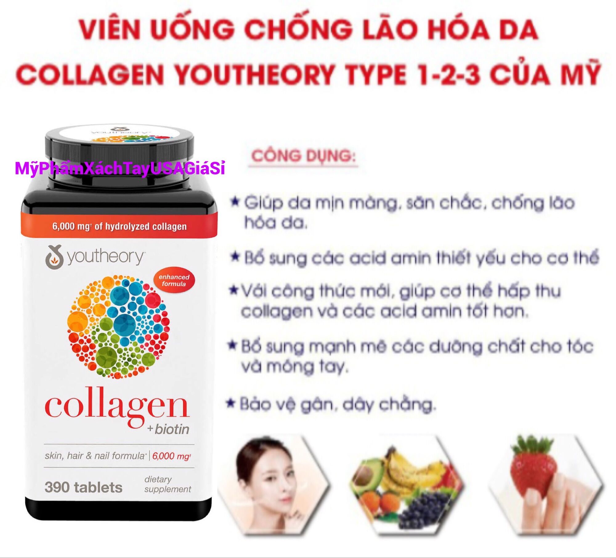 Collagen 390 viên collagen Youtheory Advanced Type