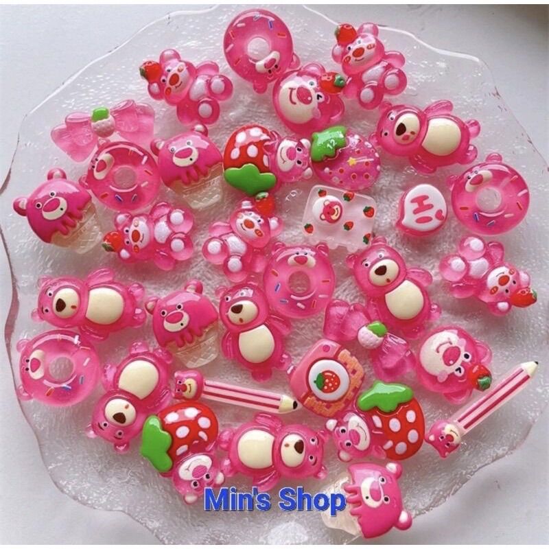 Combo 50 charm gấu dâu mẫu lộn xộn
