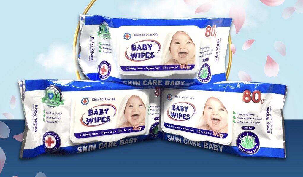 Gói khăn ướt cho bé 80 gram/khăn ướt baby wipes an toàn cho da bé