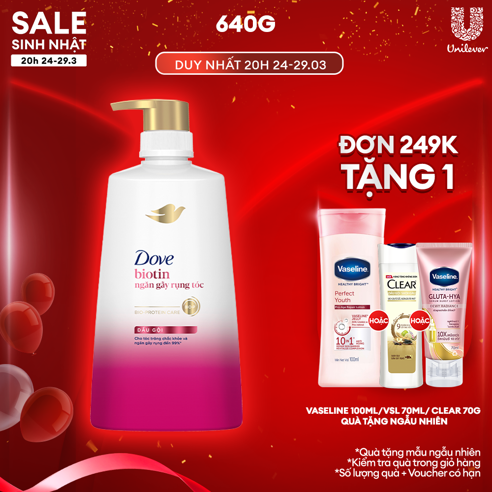 Dầu gội Dove Phục hồi hư tổn/Ngăn gãy rụng tóc bổ sung Bio Protein Care tương thích với cấu trúc tóc 640g