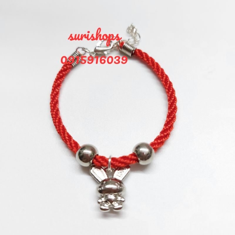 Vòng tay dây đỏ may mắn charm hình thỏ
