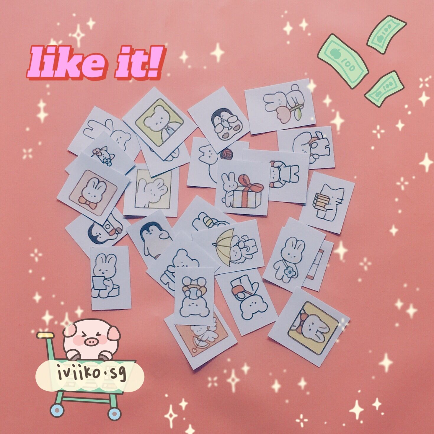 3 Set 75 tem niêm phong Animals cute (2x2cm) | IVI IKO