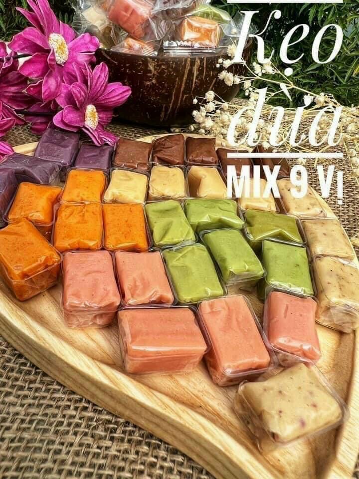 kẹo dừa dẻo đặc sản Bến Tre mix 9 vị