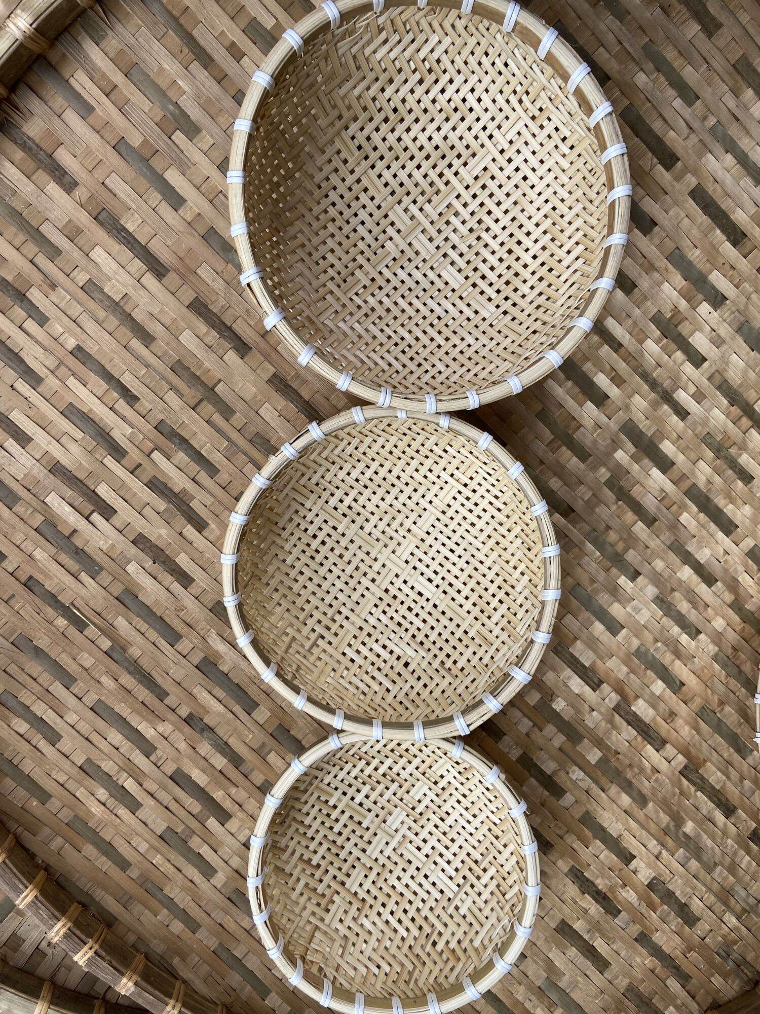 BỘ 3 RỔ LỖ THƯA 18cm, 20cm, 22cm mây tre