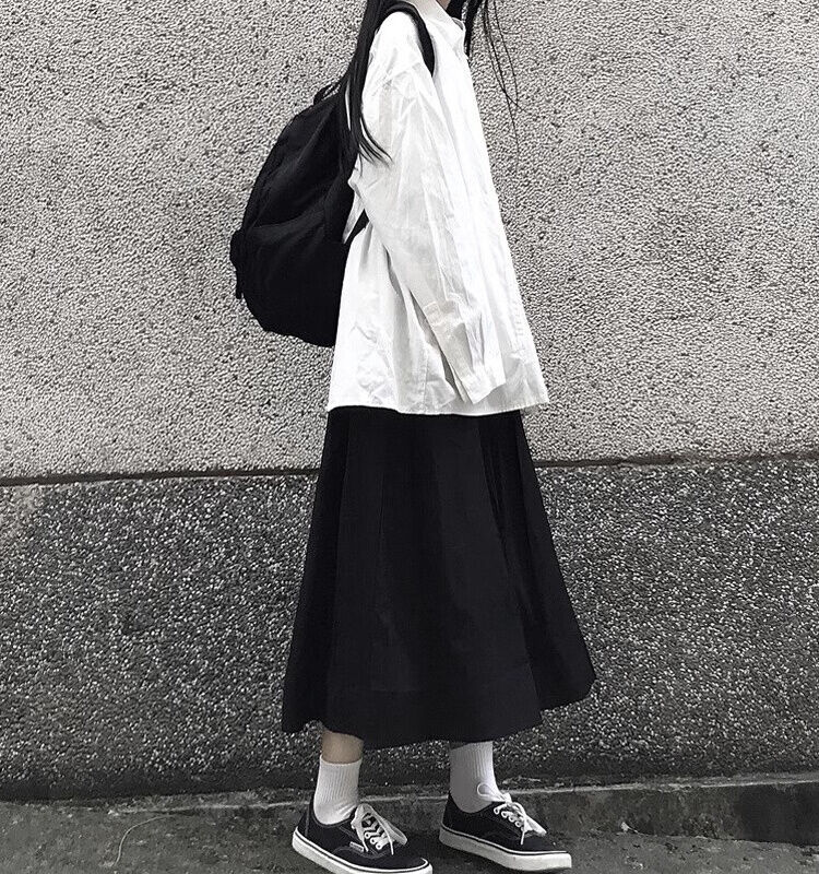 Váy Công Sở Chữ a Cạp Cao Màu Trơn Tối Giản Dáng Ôm Cho Nữ Mùa Xuân 2024 Váy Midi Phong Cách Hàn Quốc