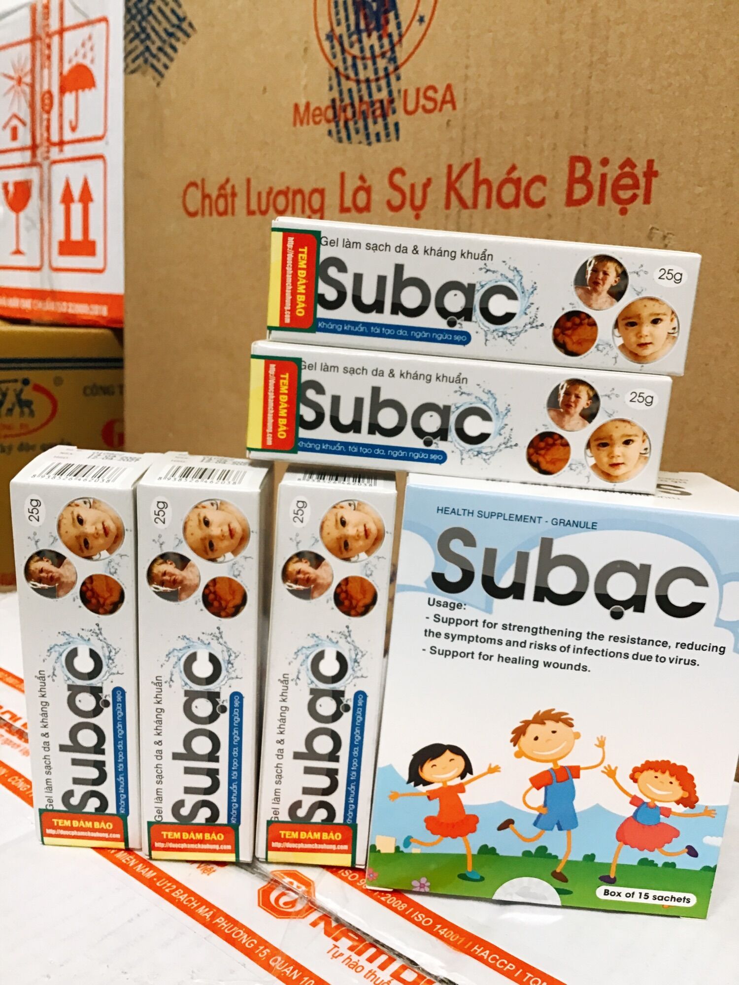 Kem Su bạc - Subac chứa nano bạc, thảo dược. Cốm Su bạc - tăng đề kháng cho trẻ.