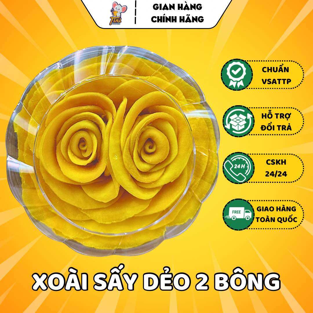 Xoài sấy dẻo xếp hoa hồng cô ba sương - hộp 400g - đồ ăn vặt