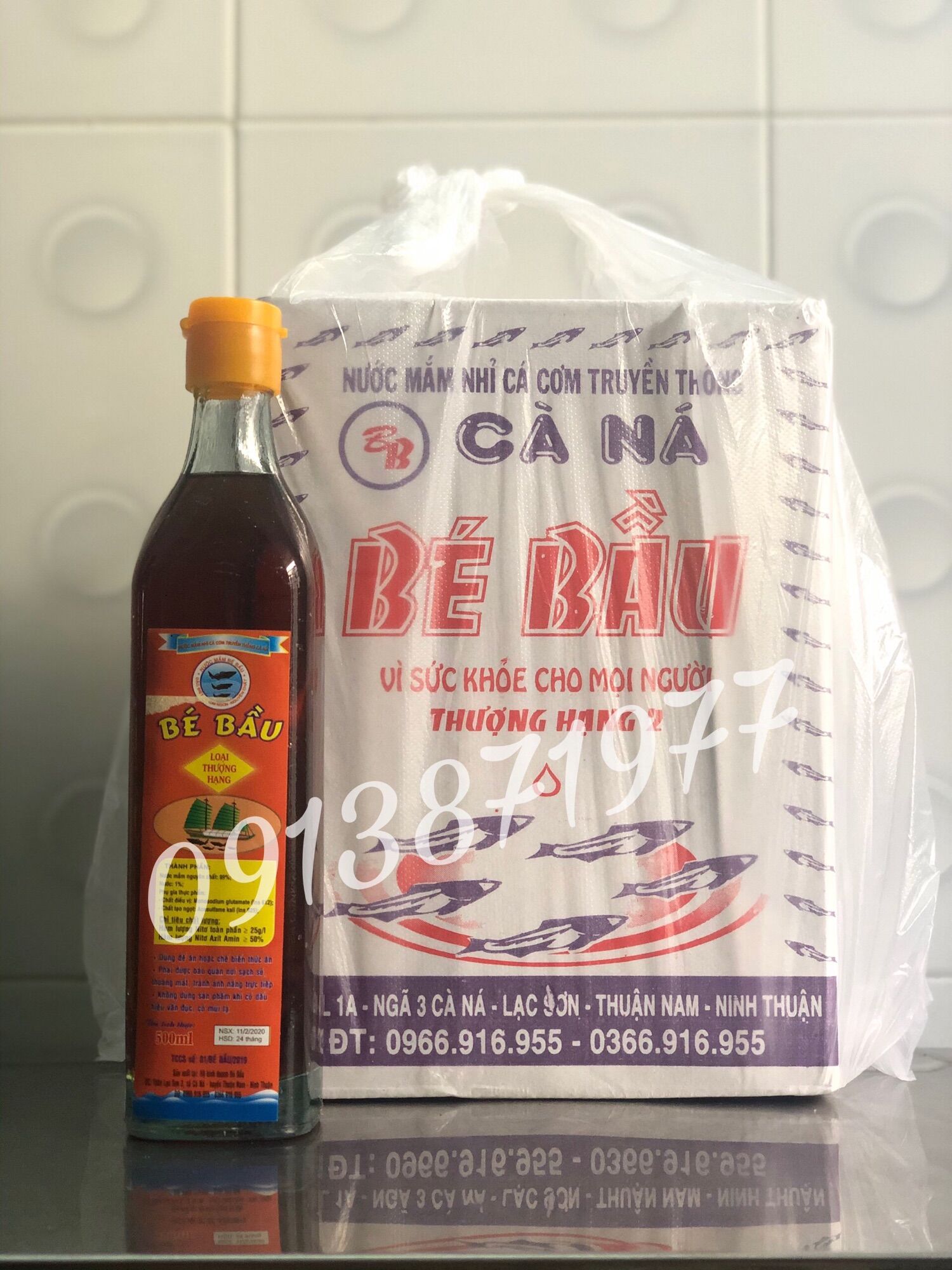 Thùng nước mắm Bé Bầu, loại thượng hạng, chai đế vuông 500ml