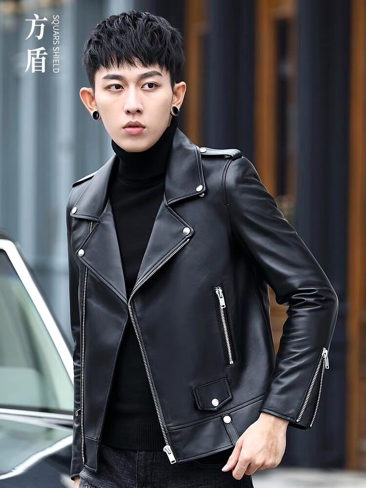 Áo khoác da nữ cổ bẻ bo gấu dáng boxy unisex chất da cao cấp lót lụa dễ phối đồ