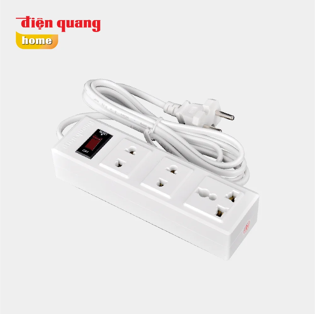 Ổ cắm điện chịu nhiệt Điện Quang 3 lỗ, 6 lỗ.
