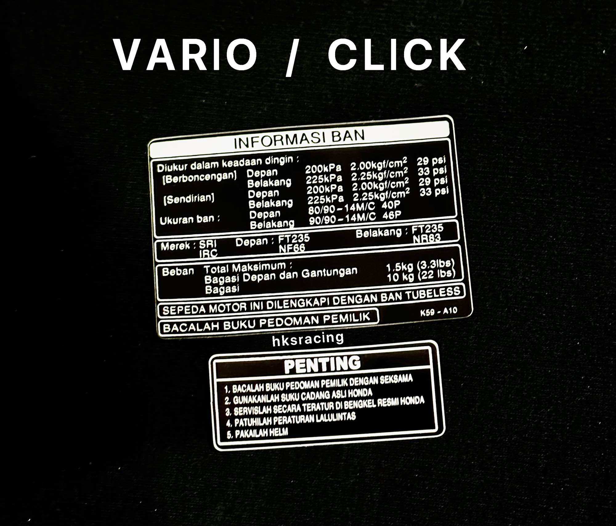 BỘ TEM THÔNG SỐ CHO XE VARIO - CLICK