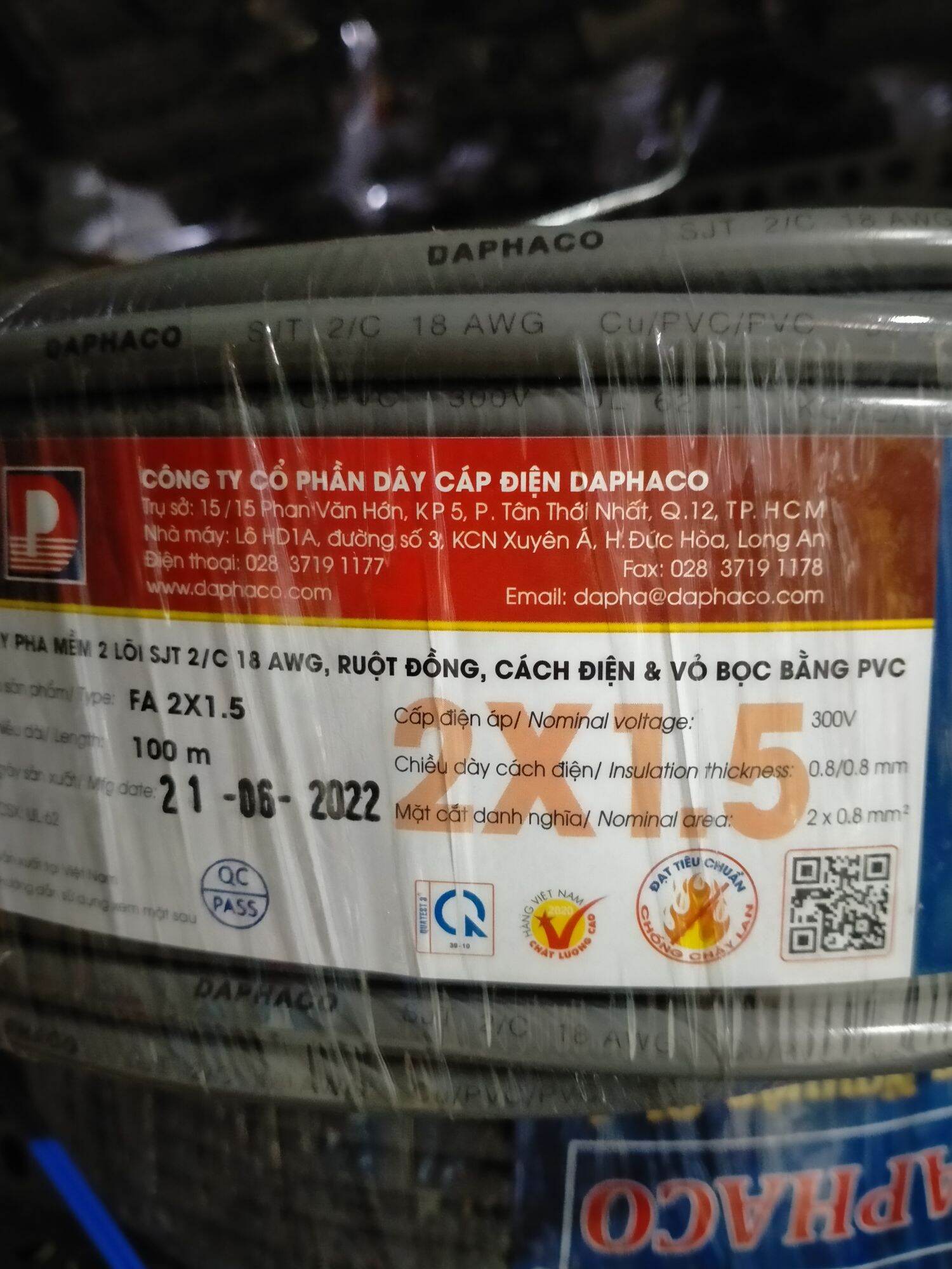 [HCM] Dây điện đôi tròn 2x1.5 & 2x2.5  DAPHACO