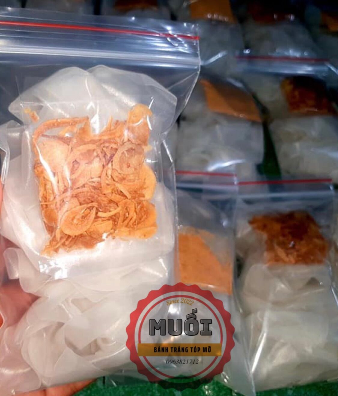 Bánh tráng phơi sương muối hành phi (5 Bịch)