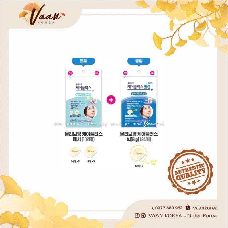 Miếng dán mụn Olive Young Care Plus Spot Patch 102 miếng + Tặng thêm 24 miếng