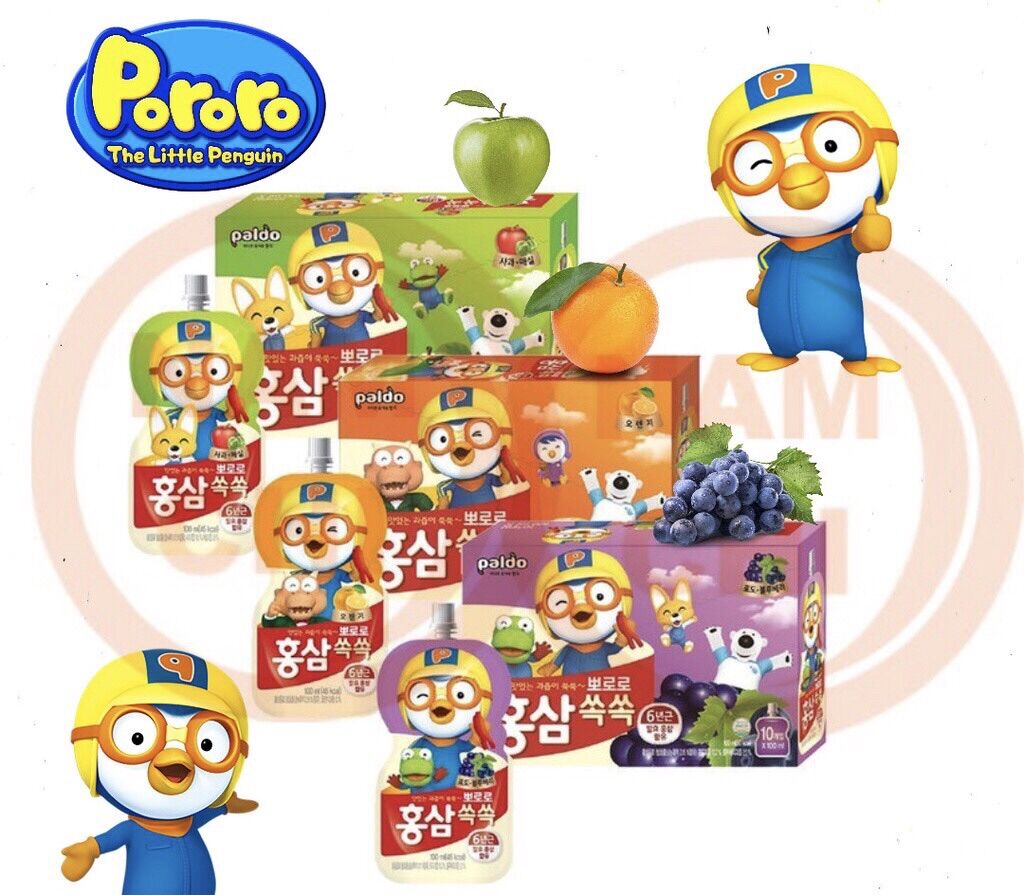 Nước hồng sâm paldo pororo hàn quốc 1gói 100ml date2023