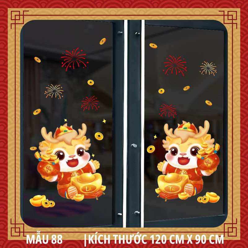 Decal tết 2024 GIÁP THÌN dán tường dán kính( nhiều mẫu lẻ)